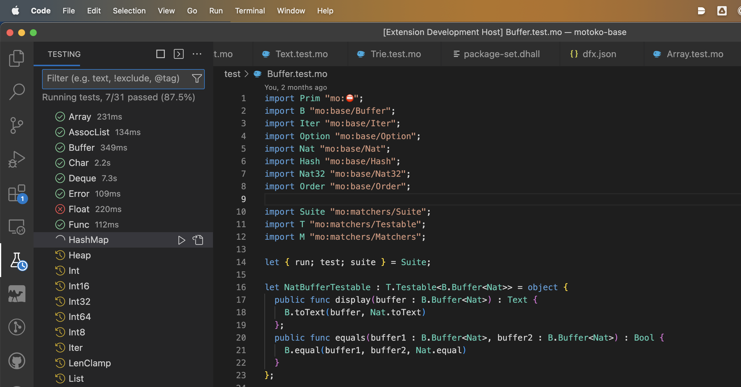 VS Code unit testing integration