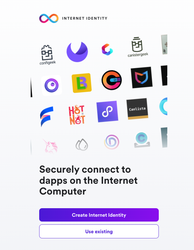 Internet Identity creation screen Internet Identity creation screen