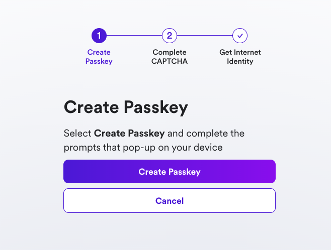 Create a passkey to connect with your Internet Identity Create a passkey to connect with your Internet Identity